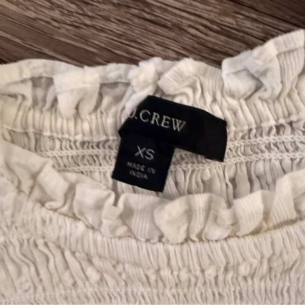 J. Crew Puff-sleeve textured voile smocked top